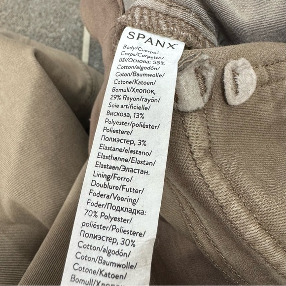 SPANX Stretch Twill Cropped Wide Leg Pull On Pants Tan Taupe Cedar Small - Picture 12 of 16